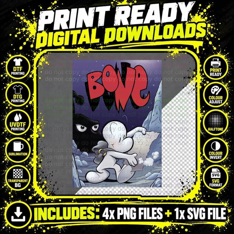Bone Comic Cover T-Shirt, Retro Comic Art Png SVG Digital Bundle