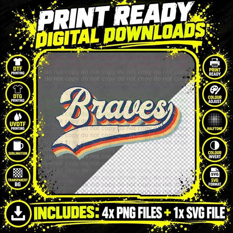 Braves Name Vintage Retro Gift Men Women Boy Girl T-Shirt Png SVG Digital Bundle