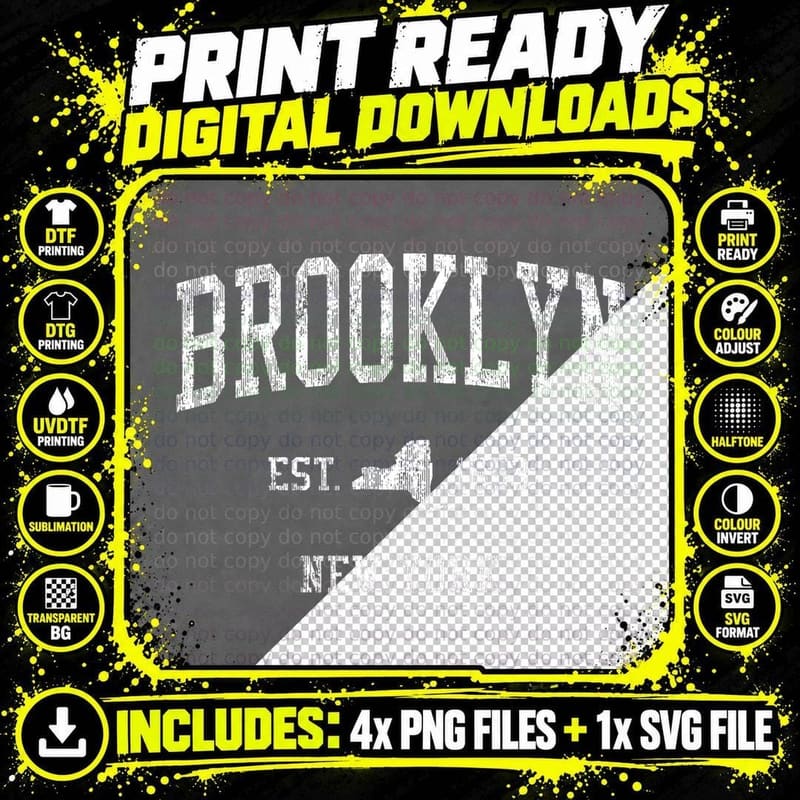 Brooklyn New York NY Vintage Sports Design NYC T-Shirt Png SVG Digital Bundle