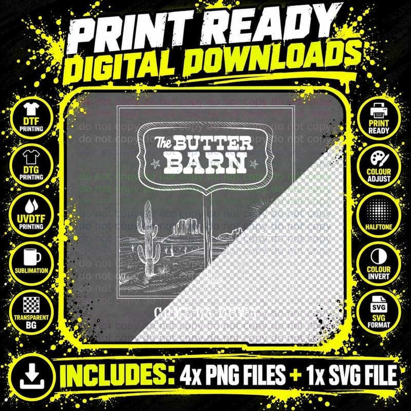 Butter Barn T-Shirt, Western Vintage Style Png SVG Digital Bundle