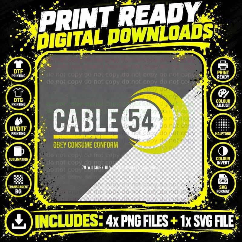 Cable 54 (Worn Look) T-Shirt Png SVG Digital Bundle
