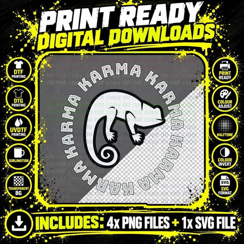 Chameleon Karma 80's Retro 1980's Pop Club Culture Png SVG Digital Bundle