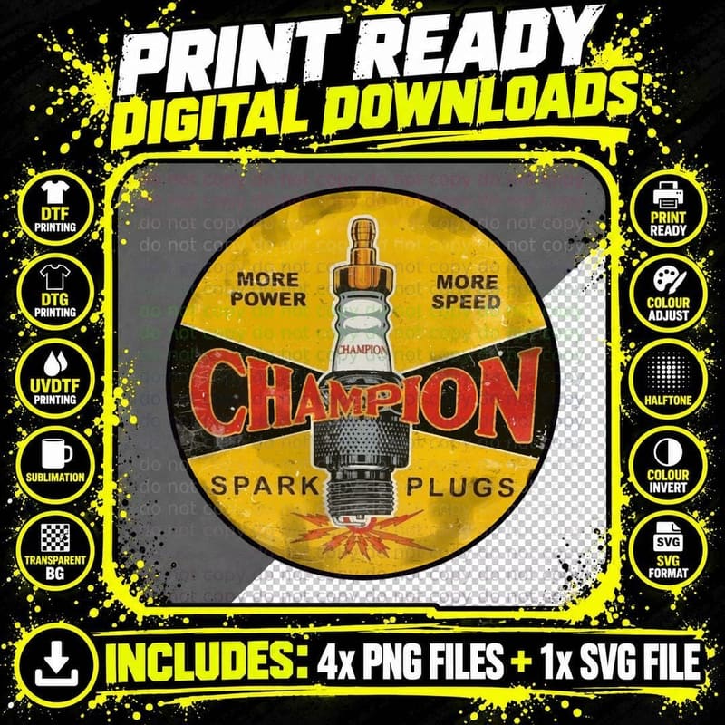 Champion Sparks Vintage Sign Classic T-Shirt Png SVG Digital Bundle