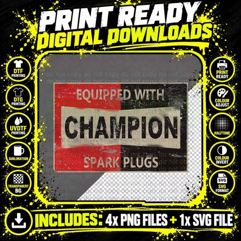 Champion Vintage Sign Classic T-Shirt Png SVG Digital Bundle