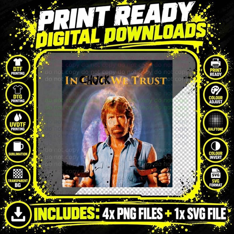 Chuck Norris Classic T-Shirt Png SVG Digital Bundle