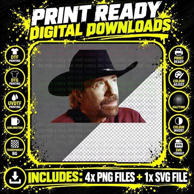 Chuck Norris Contemplating Life Classic T-Shirt Png SVG Digital Bundle