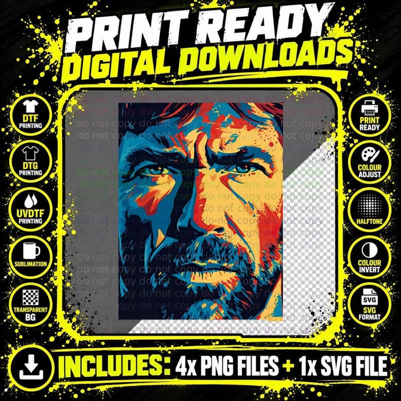 Chuck Norris Indomitable Valor Classic T-Shirt Png SVG Digital Bundle