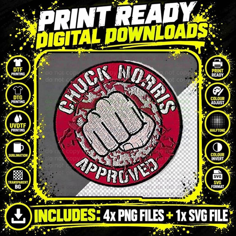 Chuck Norris Patch Classic T-Shirt Png SVG Digital Bundle