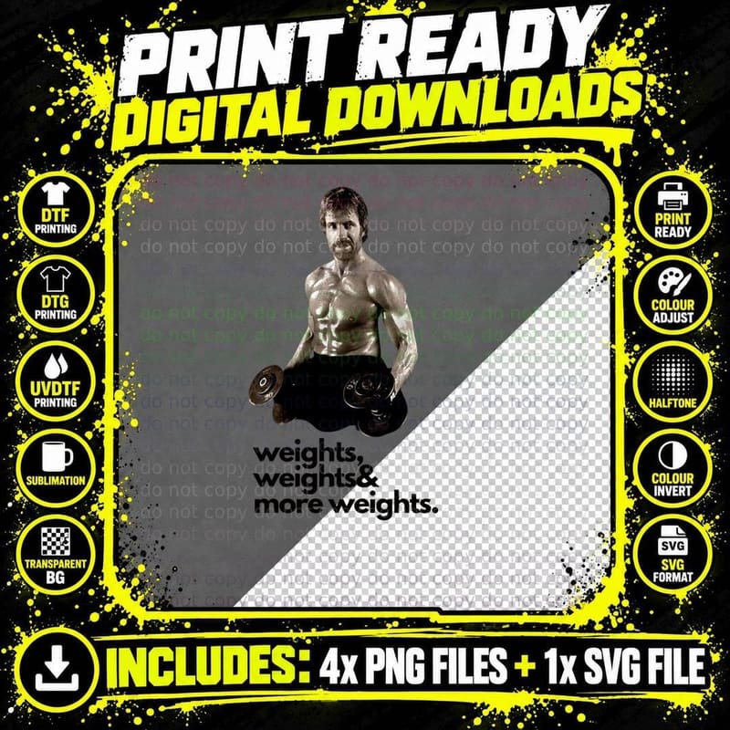 Chuck Norris Weights Classic T-Shirt Png SVG Digital Bundle