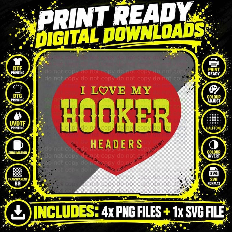 Classic Vintage I Love My Hooker Headers Sticker Design Png SVG Digital Bundle