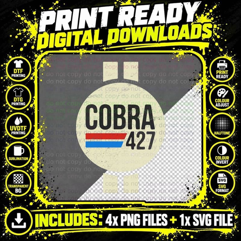 Cobra 427 Retro Logo T-Shirt Png SVG Digital Bundle