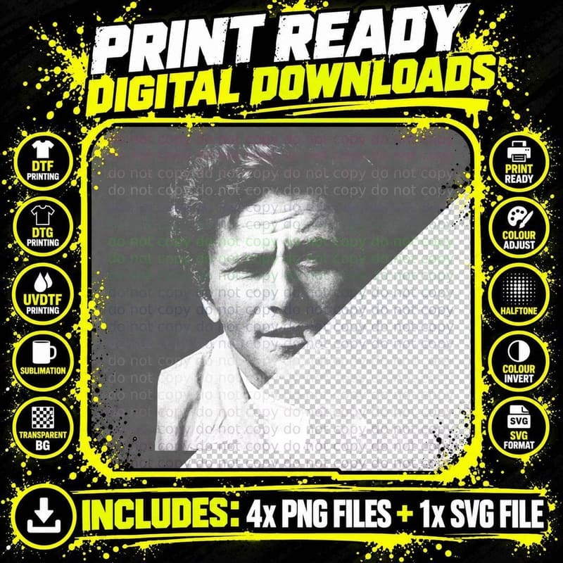 Columbo Portrait Classic T-Shirt Png SVG Digital Bundle