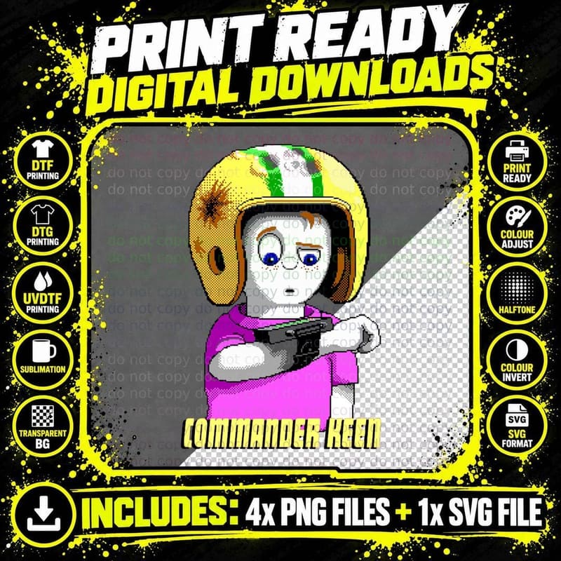 Commander Keen Retro DOS T-Shirt Png SVG Digital Bundle