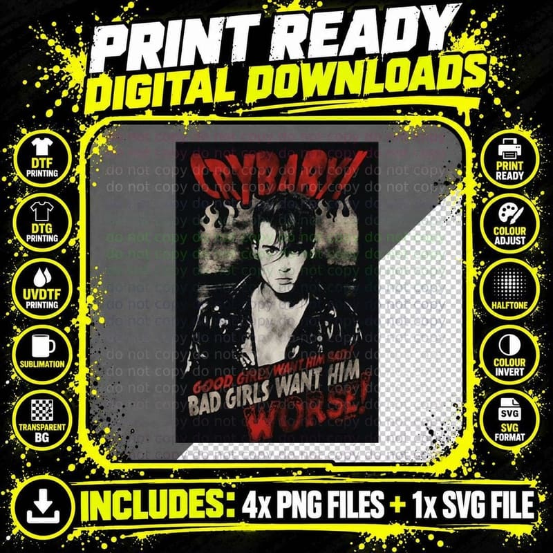 Cry Baby Johnny Depp 90s T-Shirt Png SVG Digital Bundle
