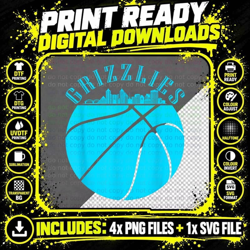 Distressed Retro Grizzly Look Party Tailgate Fan Gift Png SVG Digital Bundle