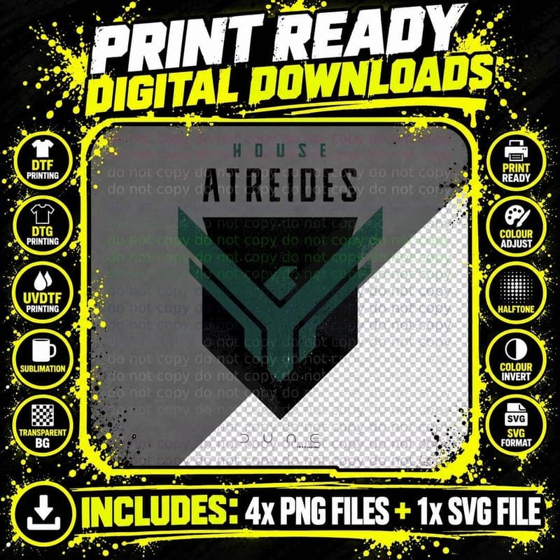 Dune House Atreides Distressed Badge T-Shirt Png SVG Digital Bundle
