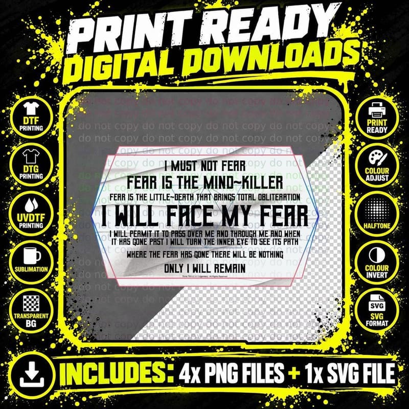 Dune-Litany Against Fear (Version 3)-Pain Box Bene Png SVG Digital Bundle