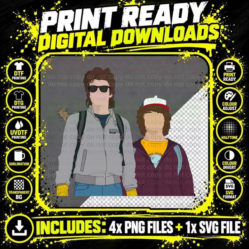 Dustin and Steve Design Classic T-Shirt Png SVG Digital Bundle