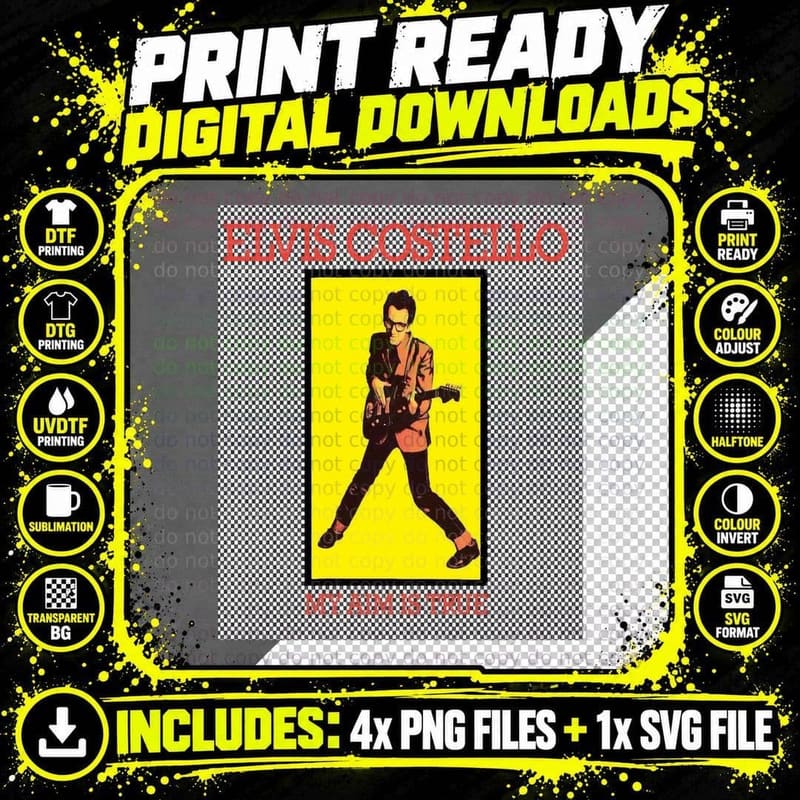 Elvis Costello Classic T-Shirt Png SVG Digital Bundle