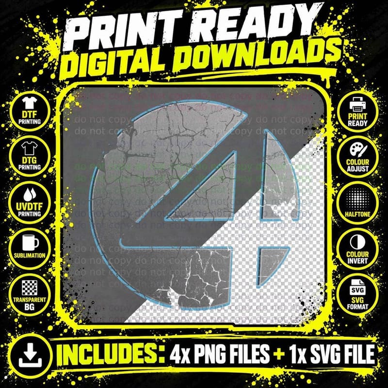 Fantastic Four Classic T-Shirt Png SVG Digital Bundle