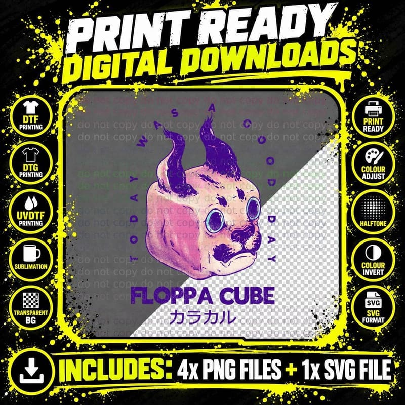 Floppa Cube - Today Was a Good Day T-Shirt Png SVG Digital Bundle