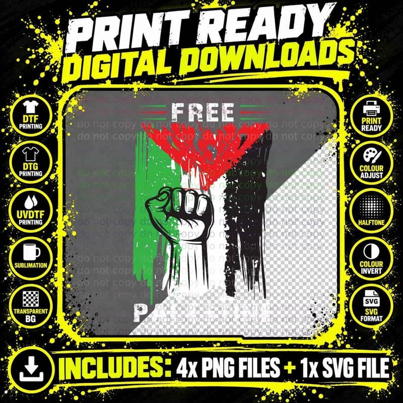Free Palestine Classic T-Shirt Png SVG Digital Bundle