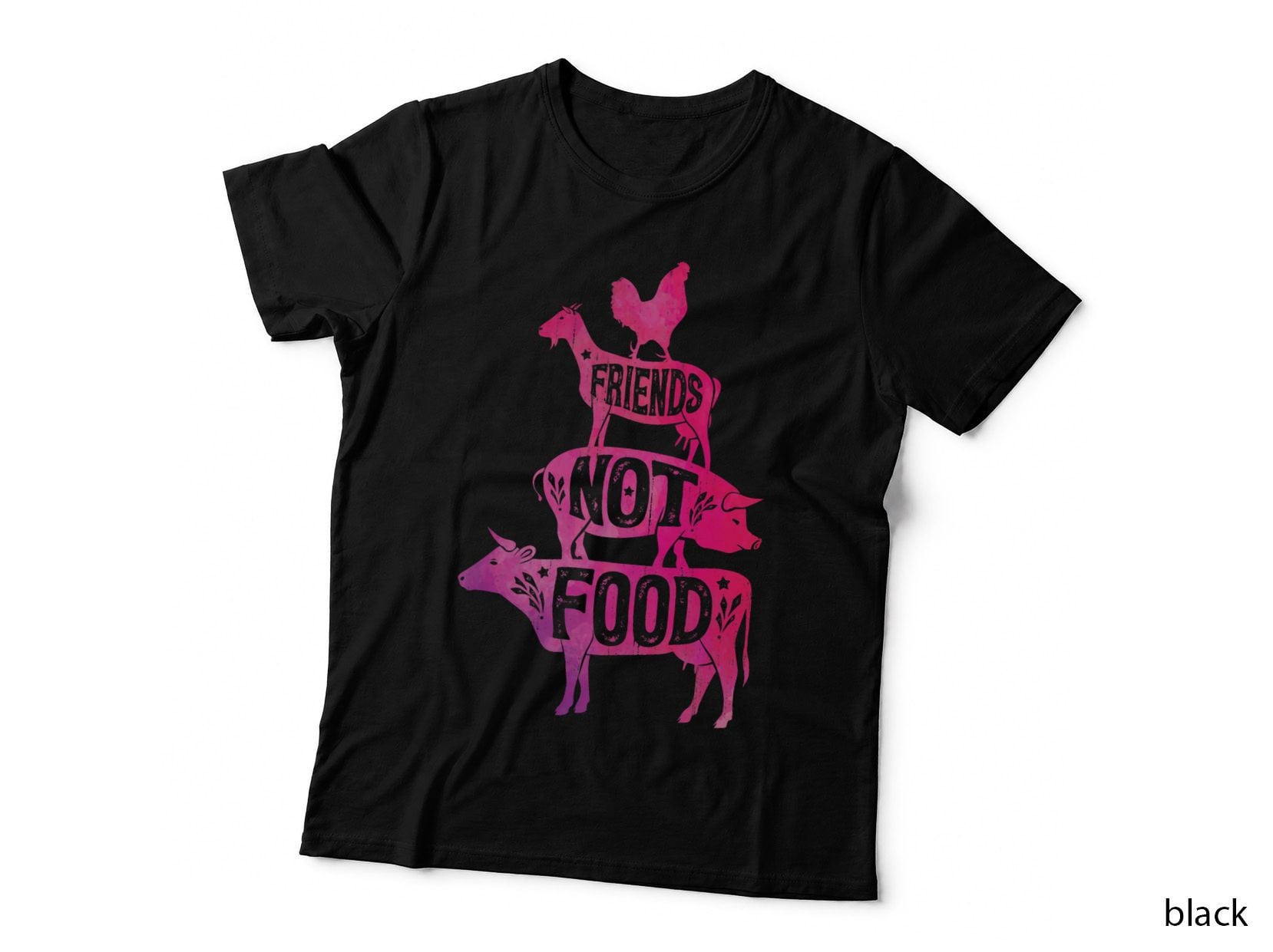 Friends Not Food - Vegan Vegetarian Animal Lovers - Vintage Distressed 1 T-Shirt