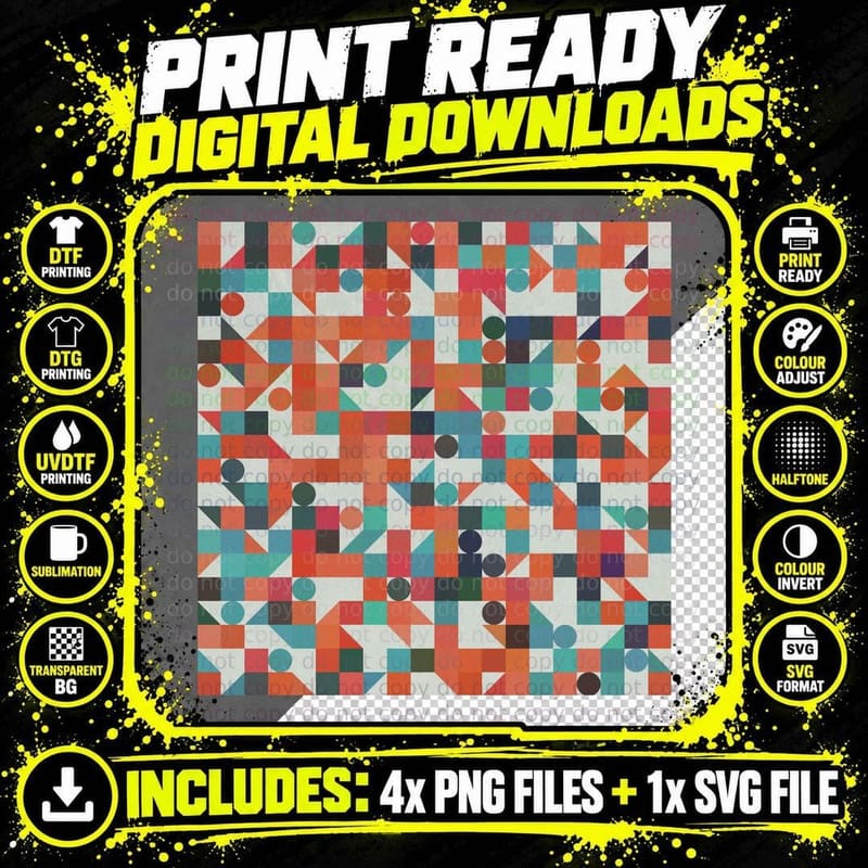 Geometric Pattern Vintage T-Shirt Png SVG Digital Bundle