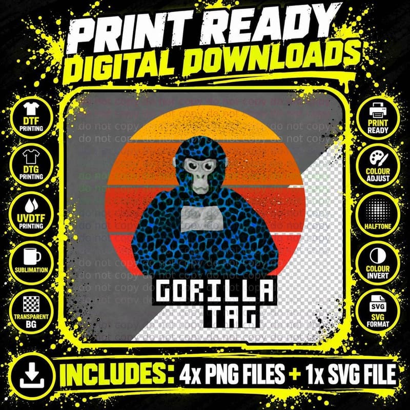Gorilla Tag Pfp Maker Gorilla Tag Blue Lava Vintage Kids Png SVG Digital Bundle