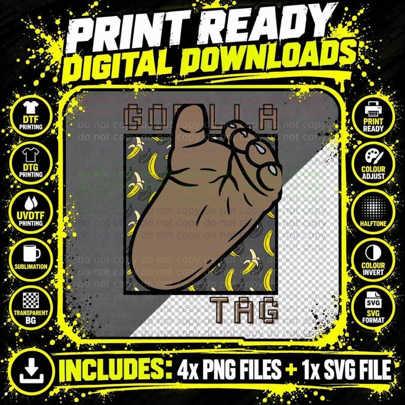 Gorilla Tag the Gorilla Kick Classic T-Shirt Png SVG Digital Bundle
