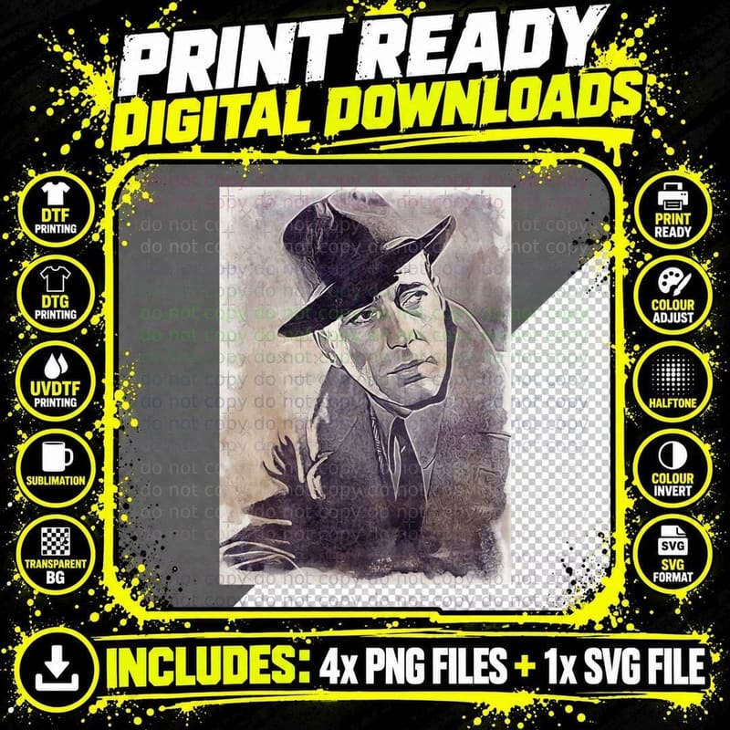 Humphrey Bogart Art - Watercolor Vintage - D7 1 T-Shirt Png SVG Digital Bundle