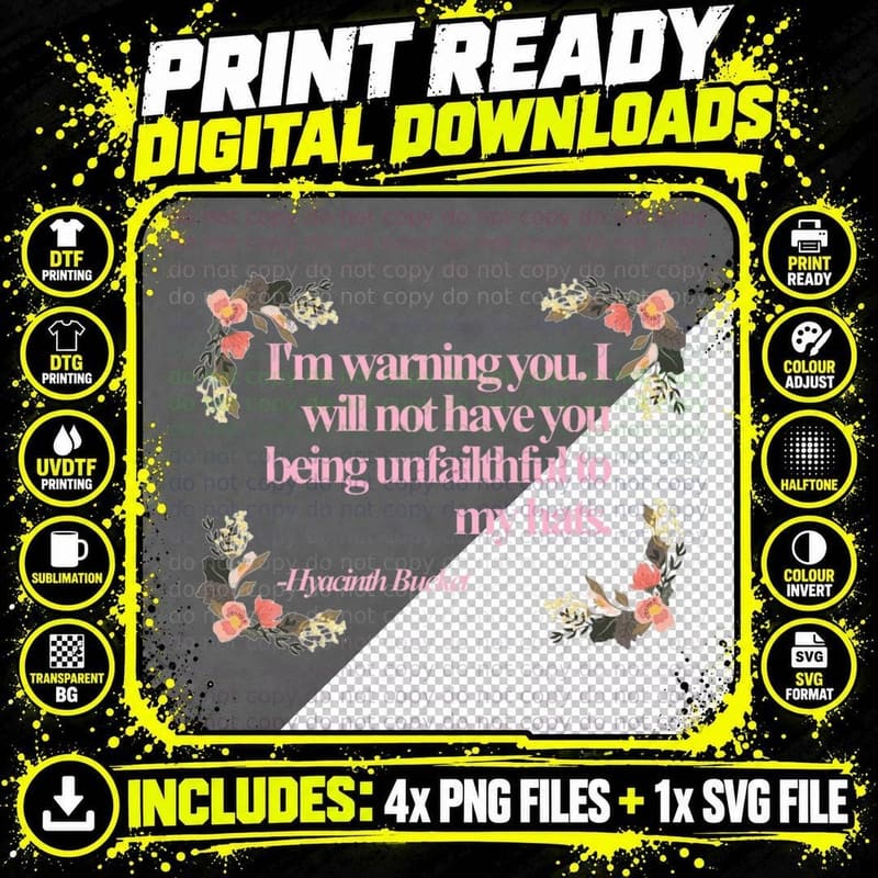 Hyacinth Bucket Quotes Classic 4 T-Shirt Png SVG Digital Bundle
