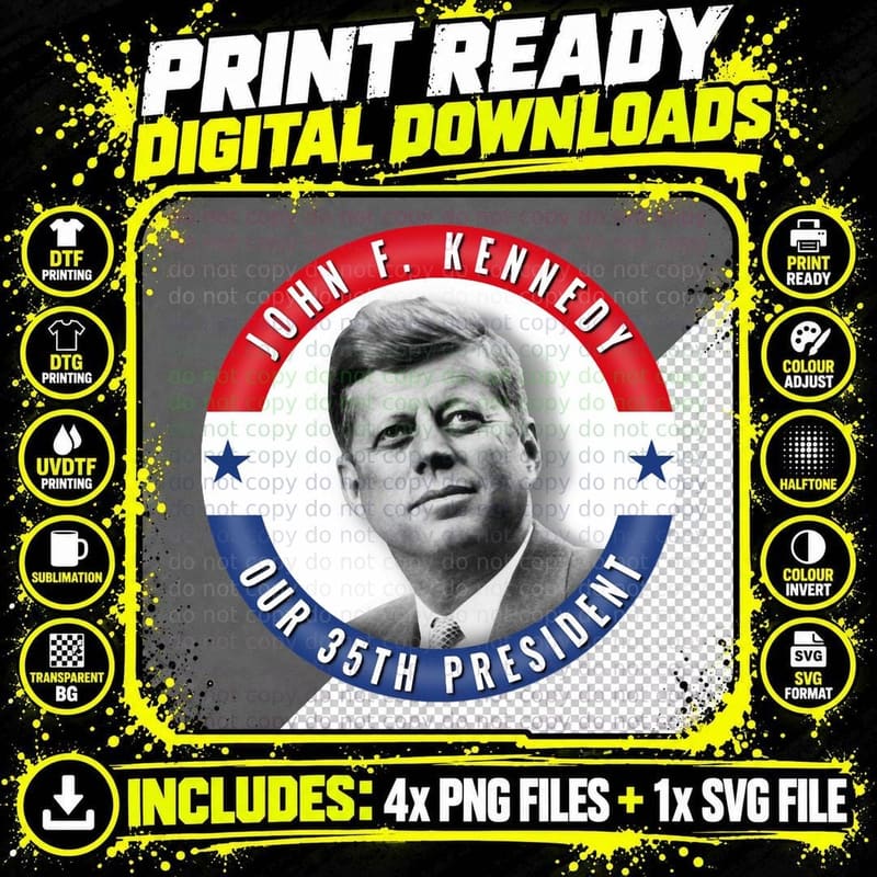 JFK John F. Kennedy President United States Patriotic Png SVG Digital Bundle