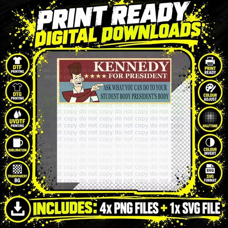 JFK Presidential Campaign Classic T-Shirt Png SVG Digital Bundle