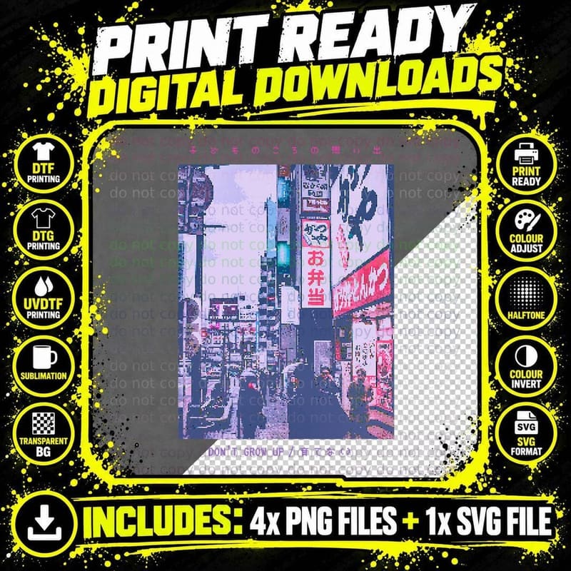 Japanese Streetwear Retro Vibes Aesthetic Tokyo Fashion Png SVG Digital Bundle