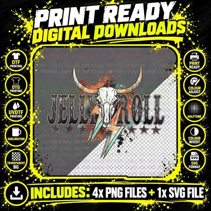 Jelly Roll Retro Style Western Country Music Cowboy Png SVG Digital Bundle
