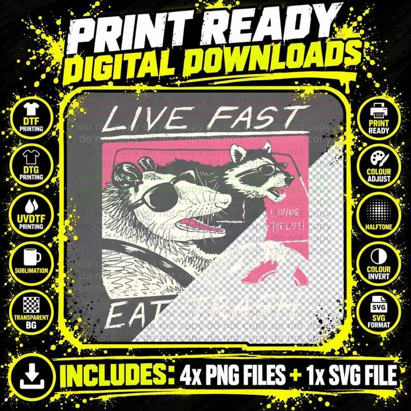 Live Fast! Eat Trash! Classic T-Shirt Png SVG Digital Bundle