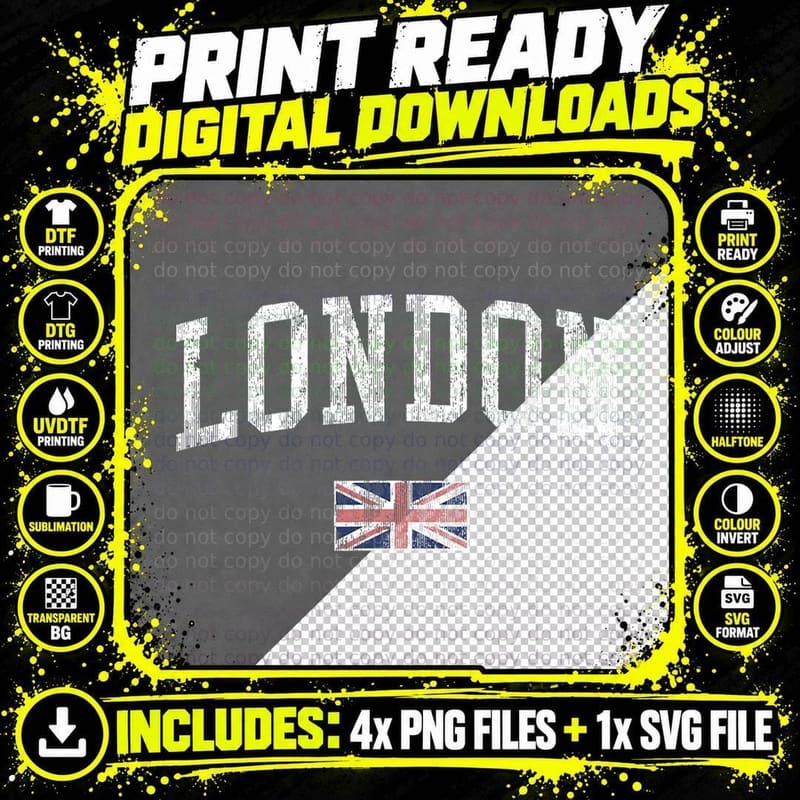 London England T-Shirt Vintage Sports Design British Flag Png SVG Digital Bundle