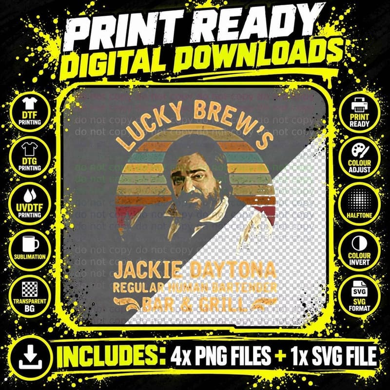 Lucky Brew Jackie - Bar and Grill Vintage Design T-Shirt Png SVG Digital Bundle