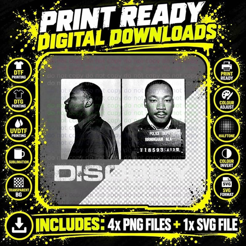 MLK Mugshot Classic 1 T-Shirt Png SVG Digital Bundle