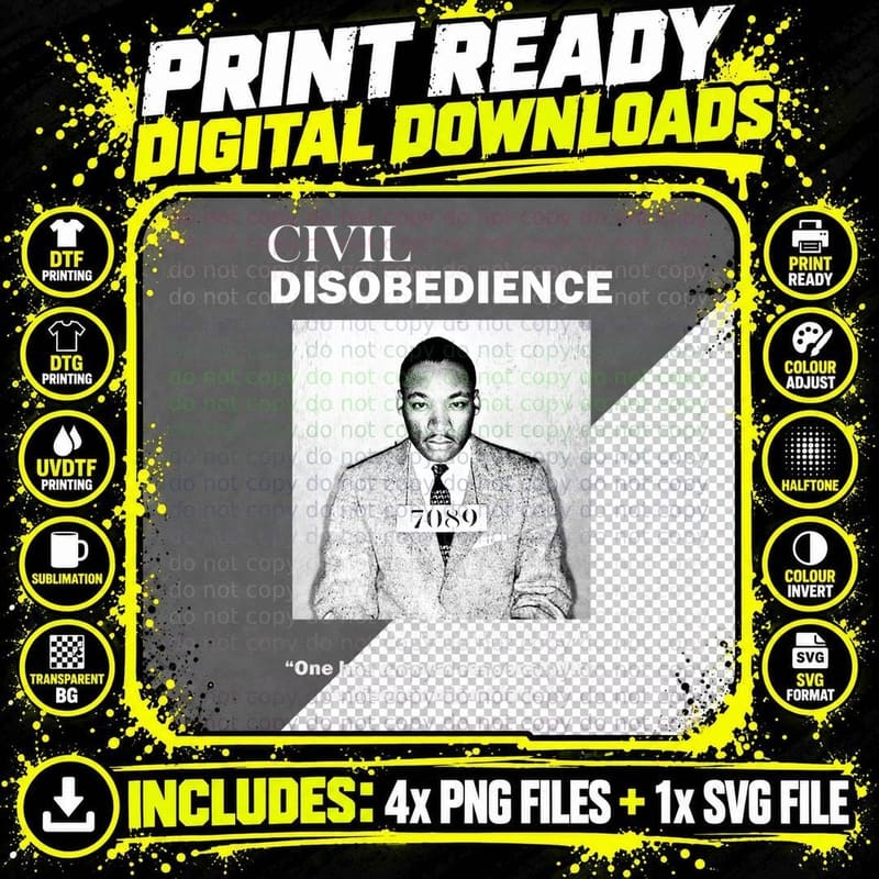 MLK Mugshot Classic T-Shirt Png SVG Digital Bundle