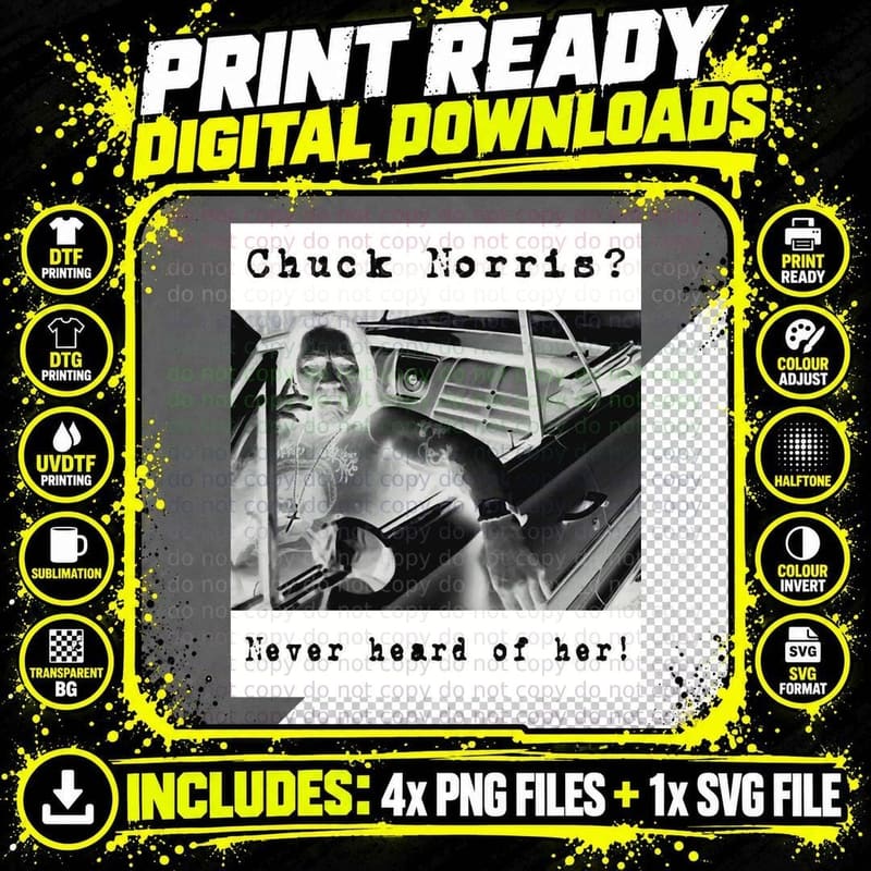 Machete Chuck Norris Never Heard About Him Classic Png SVG Digital Bundle