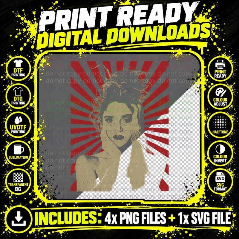 Madonna Vintage Style Fan Art 1 T-Shirt Png SVG Digital Bundle
