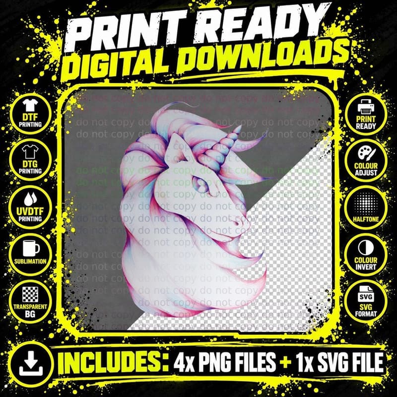 Majestic Badass Unicorn Classic T-Shirt Png SVG Digital Bundle