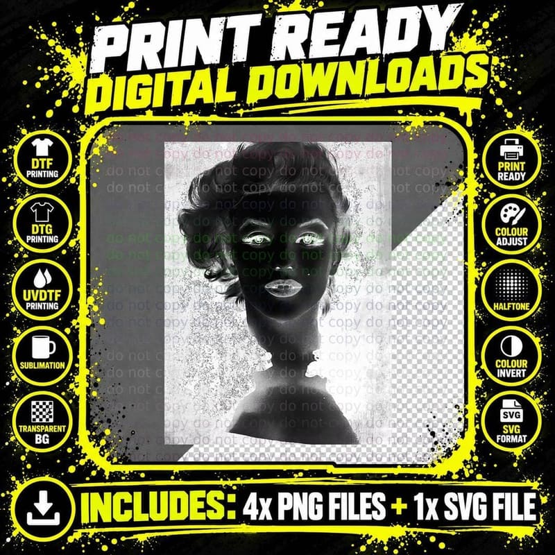 Marilyn Monroe - BW Vintage - D17 T-Shirt Png SVG Digital Bundle
