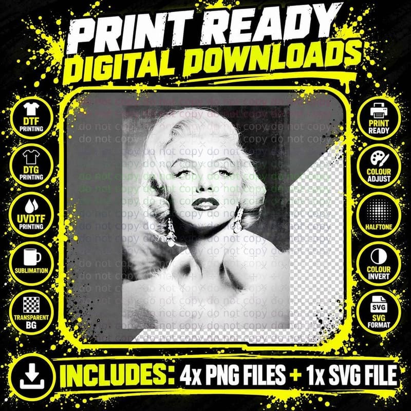 Marilyn Monroe - BW Vintage - D38 T-Shirt Png SVG Digital Bundle