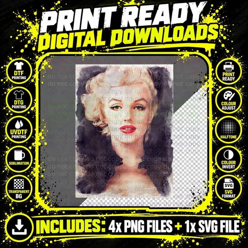 Marilyn Monroe - Watercolor Vintage - D16 T-Shirt Png SVG Digital Bundle