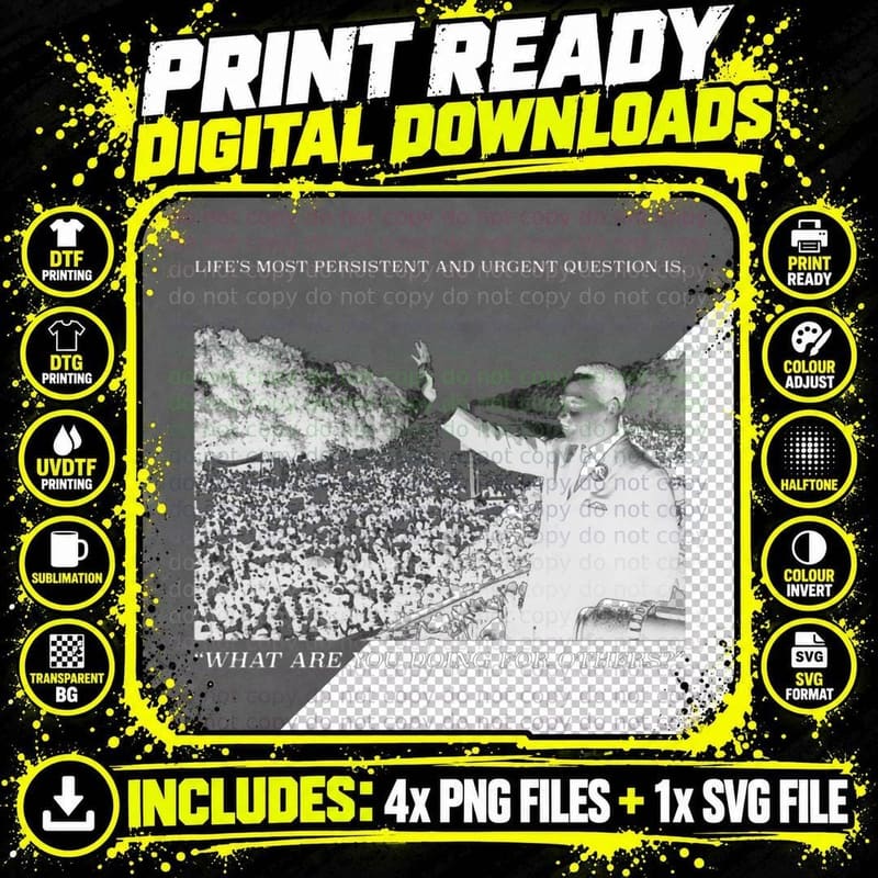 Martin Luther King Jr- Picture and Quote 64 Simple Png SVG Digital Bundle