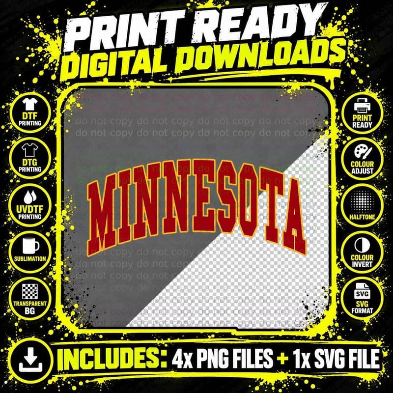 Minnesota - Throwback Design - Classic T-Shirt Png SVG Digital Bundle