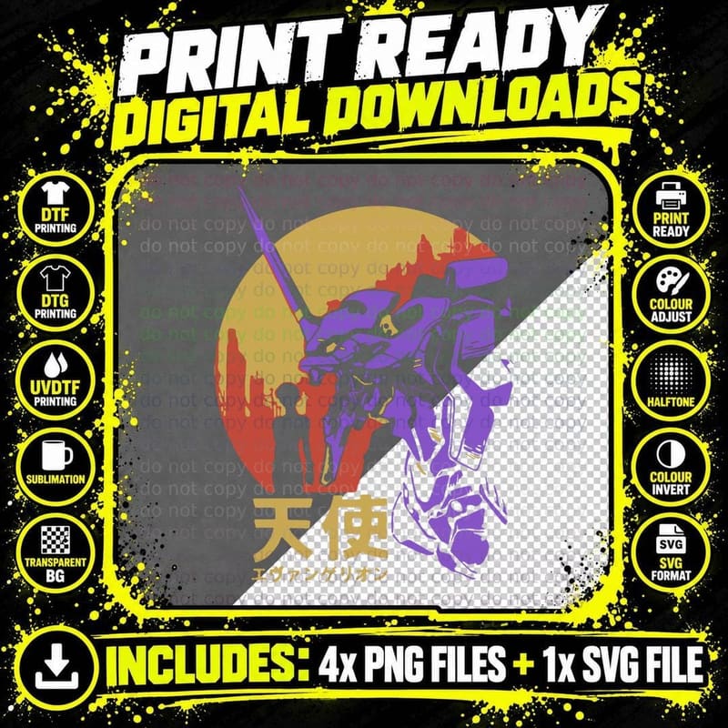 Neon Genesis Evangelion Retro Vintage T-Shirt Png SVG Digital Bundle